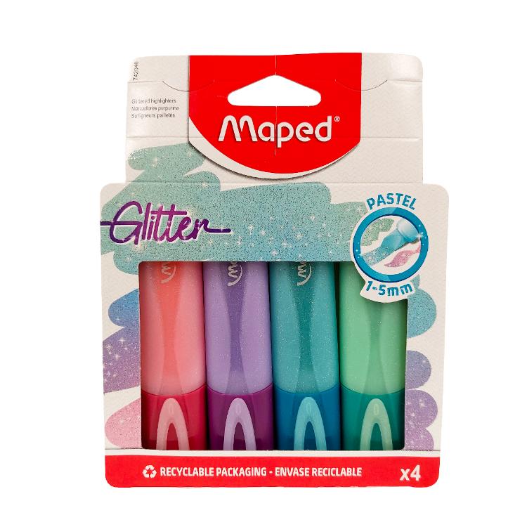 Marcador Resaltador Maped Pastel Glitter X 4