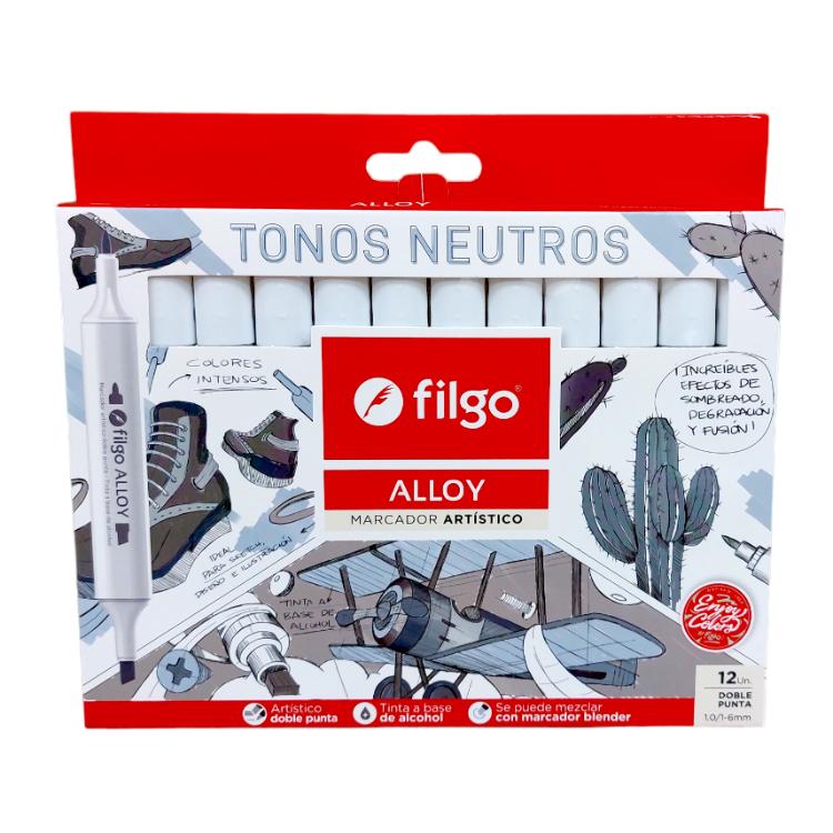 Marcador Filgo Alloy x 12 Tonos Neutros Art.ALLYM-E12GRIS