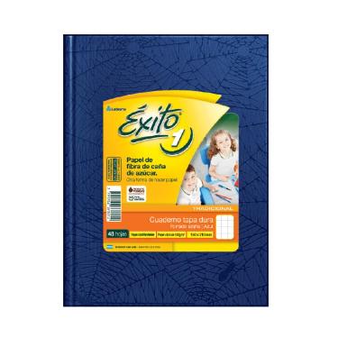 Cuaderno Exito Tapa Dura N°1 16x21cm Forrado Azul 48 Hojas Cuadriculado