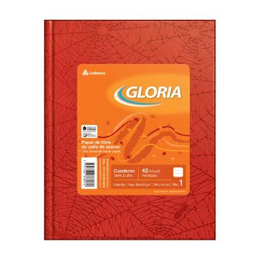 Cuaderno Gloria Tapa Dura N°1 16x21cm Forrado Rojo 42 Hojas Rayado