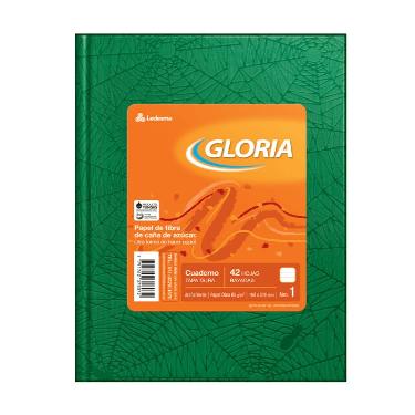 Cuaderno Gloria Tapa Dura N°1 16x21cm Forrado Verde 42 Hojas Rayado