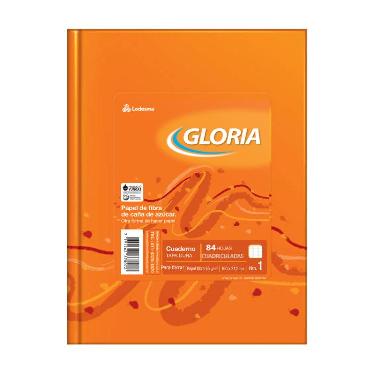 Cuaderno Gloria Tapa Dura N°1 16x21cm Para Forrar 84 Hojas Cuadriculado
