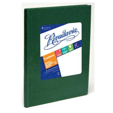 Cuaderno Rivadavia Tapa Dura N°1 Forrado Verde 98 Hojas Cuadriculado