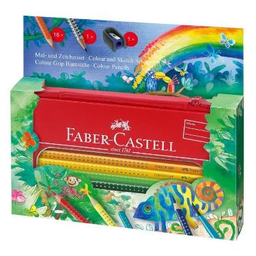 Lapices De Colores Faber Castell Grip Jungla Lata X 16 + 1 Grafito + sacapuntas