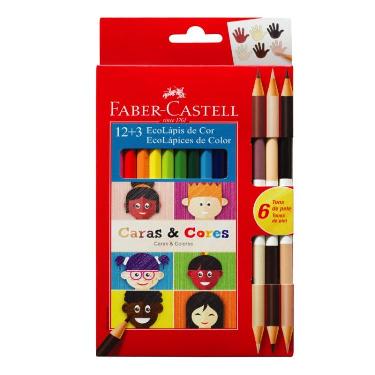 Lapices De Colores Faber Castell X 12 Caras & colores + 3 Bicolores Largos