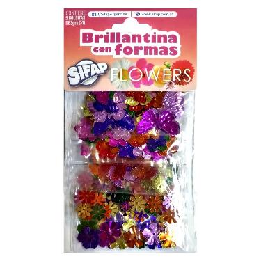 Brillantina Blister X5 Con Formas Flowers Sifap
