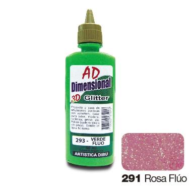 Pintura Dimensional 3D Ad Glitter Rosa Fluo 40Ml