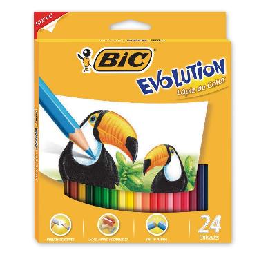 Lapices De Colores Bic Evolution Blister X 24 Colores Largos