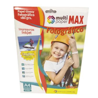Papel Fotografico Paper Max Glossy 180 Gr. A4 Blister X 20