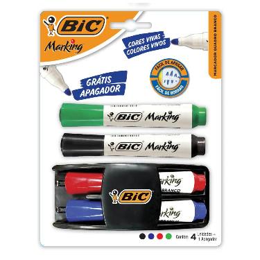 Marcador Bic Marking Para Pizarra Blister X 4 + borrador Art.970929