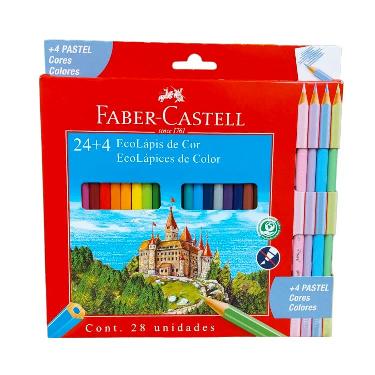 Lapices de colores Faber Catell x 24 Ecolápiz  + 4 Pastel ART.116128