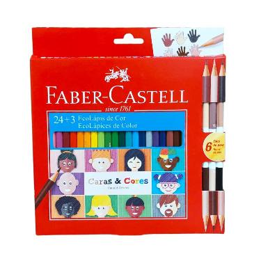Lápices de colores Faber Castell x 24 Ecolápiz + 3 Bicolor CARAS & COLORES ART.210226