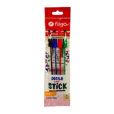 Boligrafo Filgo Stick 026 x 4 Colores Clásicos