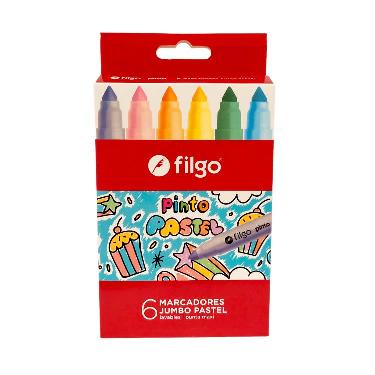 Marcadores de Colores Filgo Jumbo Colores Pasteles x 6.