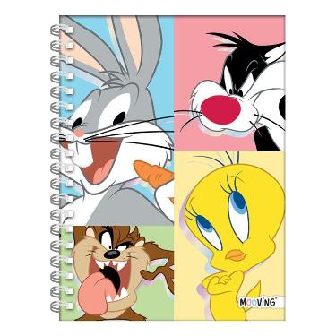 Cuaderno Con Espiral Mooving Looney Tunes Tapa Dura 80 hojas 16 x 21 cm Art.1205231