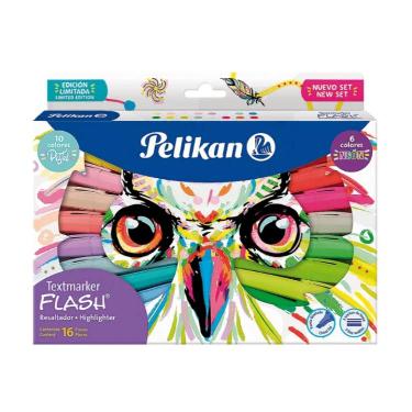 Set Resaltador Pelikan Textmarker Flash x 16 Buho 10 Pastel + 6 Neón) Art.LQ41900500