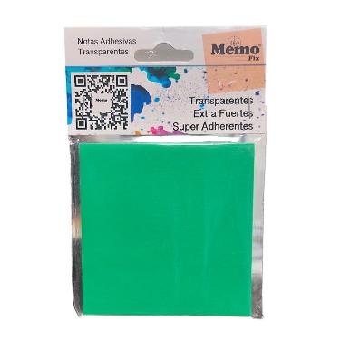 Notas Adhesivas Memo Fix Transparentes 75X75 Verde X 50 Hojas