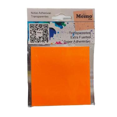 Notas Adhesivas Memo Fix Transparentes 75x75 Naranja x 50 Hojas Art.803M