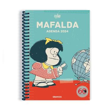 Agenda Granica 2024 Mafalda Con Columna Turquesa Espiralada Semana a la Vista