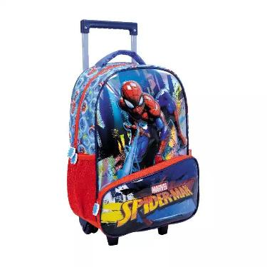 Mochila Wabro 2024 Spiderman 17" Con Carro Art.38232