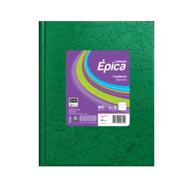 Cuaderno Tapa Dura Epica N°3 Forrado 100 Hojas Rayadas Verde Art.105859