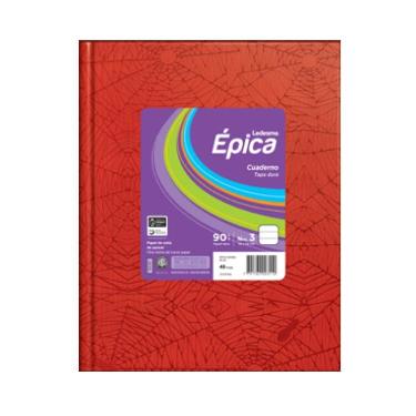 Cuaderno Tapa Dura Epica N°3 Forrado 100 Hojas Rayadas Rojo Art.105858